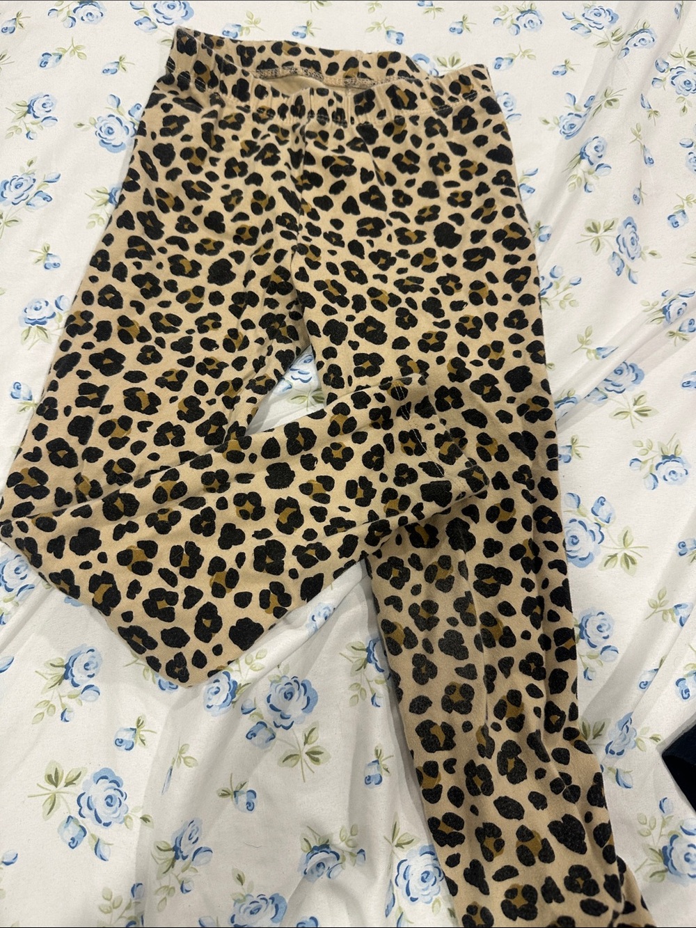 Kids Leopard Print Leggings - Beige/Black